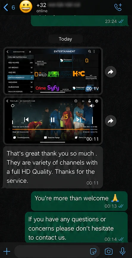 IPTV WhatsApp customer review