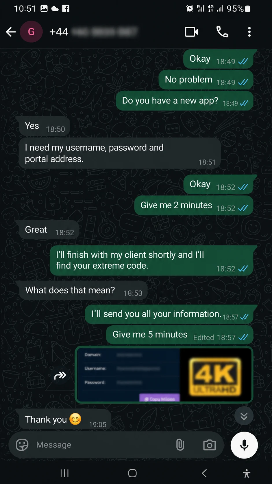 IPTV WhatsApp customer review